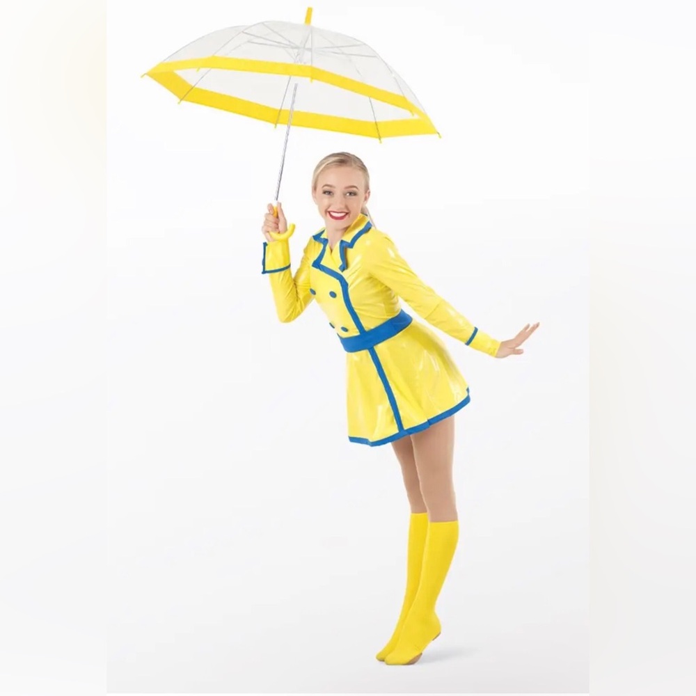 Weissman Vinyl Yellow Raincoat Dress Costume Sz S EUC!